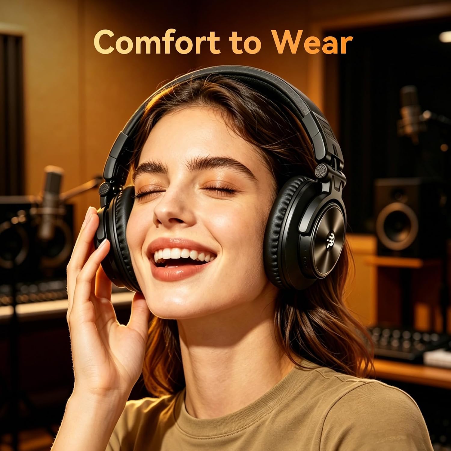PUPGSIS 2.4GHz Wireless DJ Headphones,20ms Low Latency Studio Headphones with 1/4 to 3.5mm Jack for Keyboard