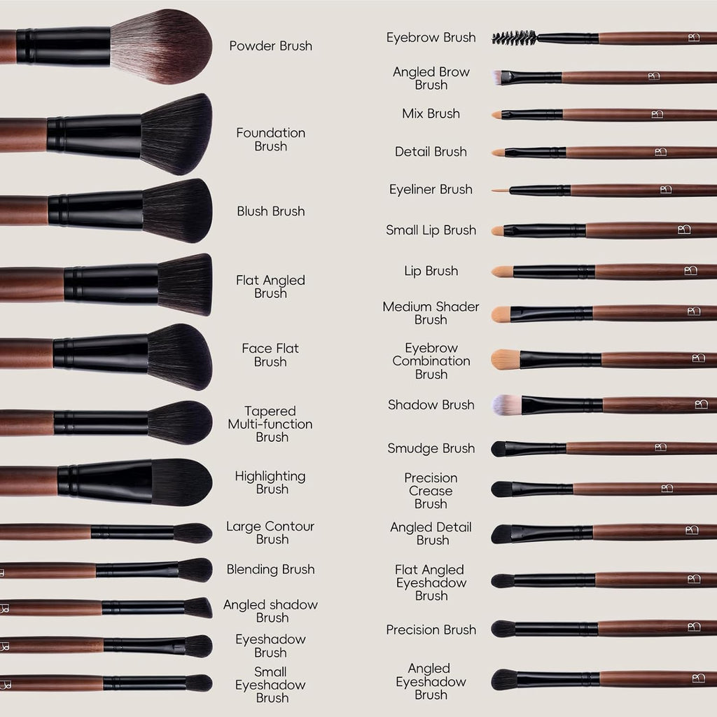 Professional Makeup Brush Set 28 Pcs With Travel Makeup Bag,Concealer Brush, Foundation Brush, Blush Brush, 4 Pcs