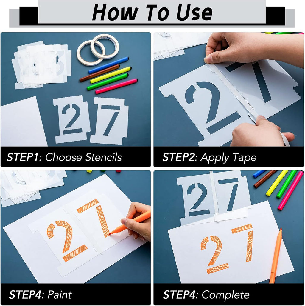 22 PCS Curb Number Painting Kit, Interlocking 0-9 Reusable Curb Stencil Kit for Address Painting, 4 inch & 3 inch 14
