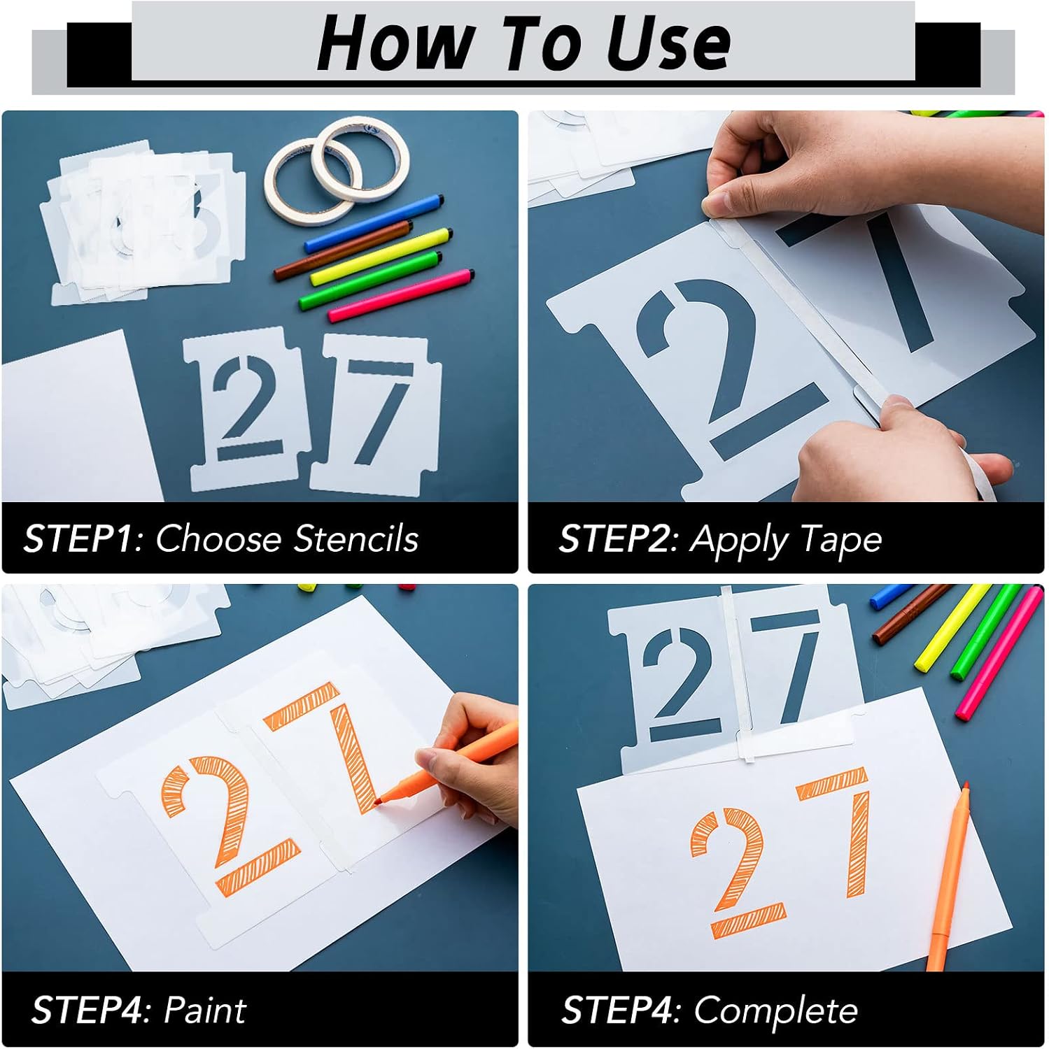 22 PCS Curb Number Painting Kit, Interlocking 0-9 Reusable Curb Stencil Kit for Address Painting, 4 inch & 3 inch 14