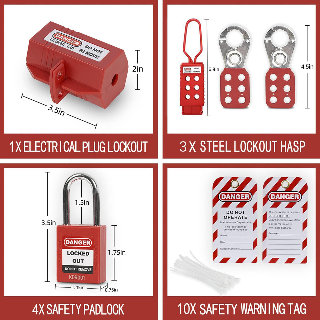 Electrical Lockout Tagout Kit, Lock Out Tag Out Kits with Safety Padlocks
