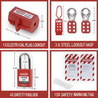 Electrical Lockout Tagout Kit, Lock Out Tag Out Kits with Safety Padlocks