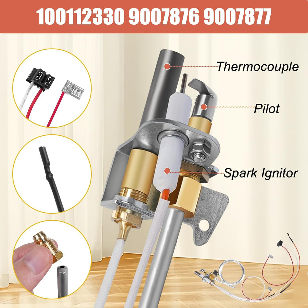 100112330 Water Heater Pilot Assembly with Thermopile, 9007876 9007877