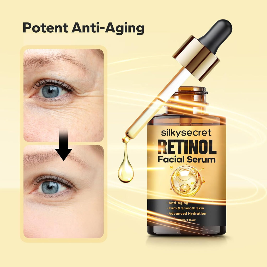 Retinol Serum for Face (1 Fl OZ), 2% Retinol + Vitamins C&E, Aging Facial Serum for Men & Women, Smooths Fine Lines