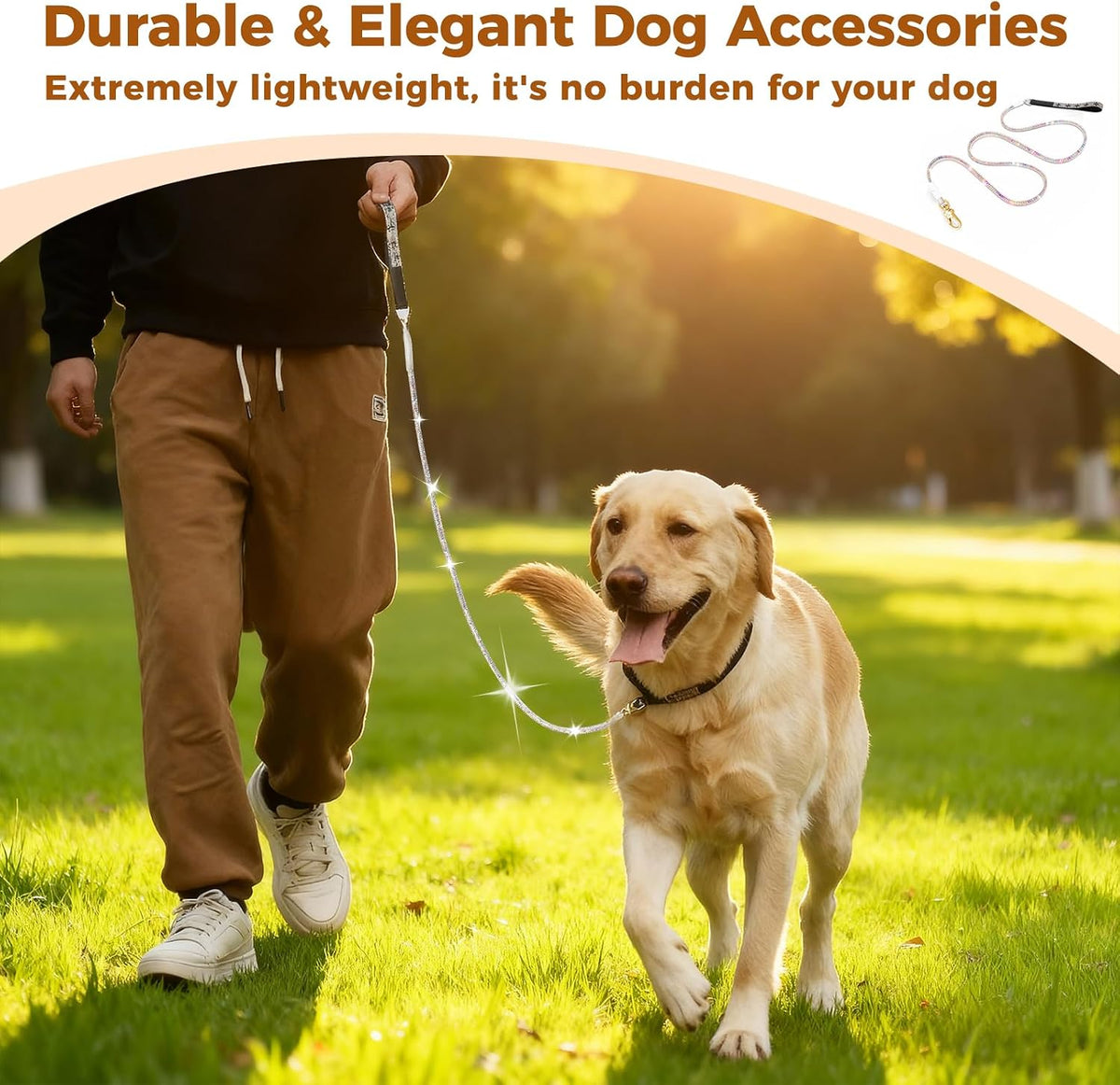 43in Rhinestone Dog Leash for Wedding Daily Small and Medium Dogs