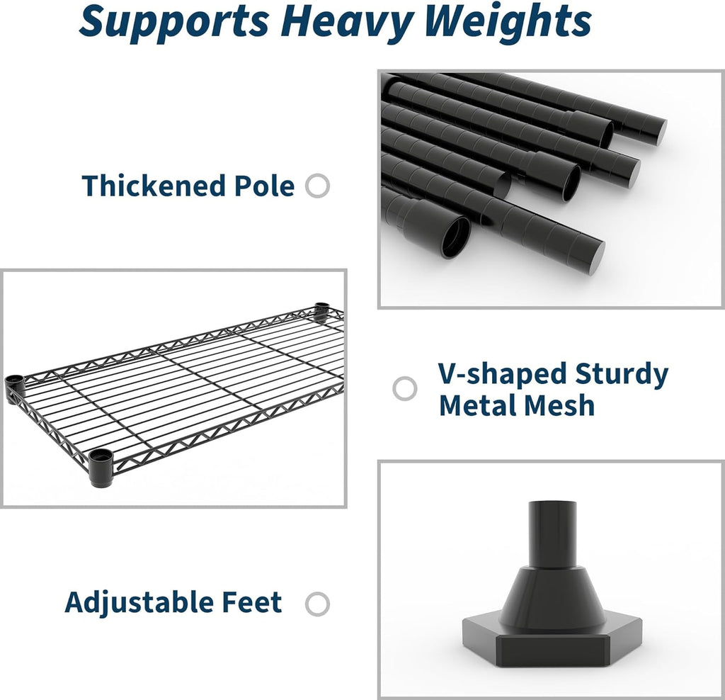 Metal Storage Shelves 4-Tiers, Standing Garage Shelving Unit 59"W x 13.8"D x 59.5"H, Heavy Duty Wire Shelving Rack