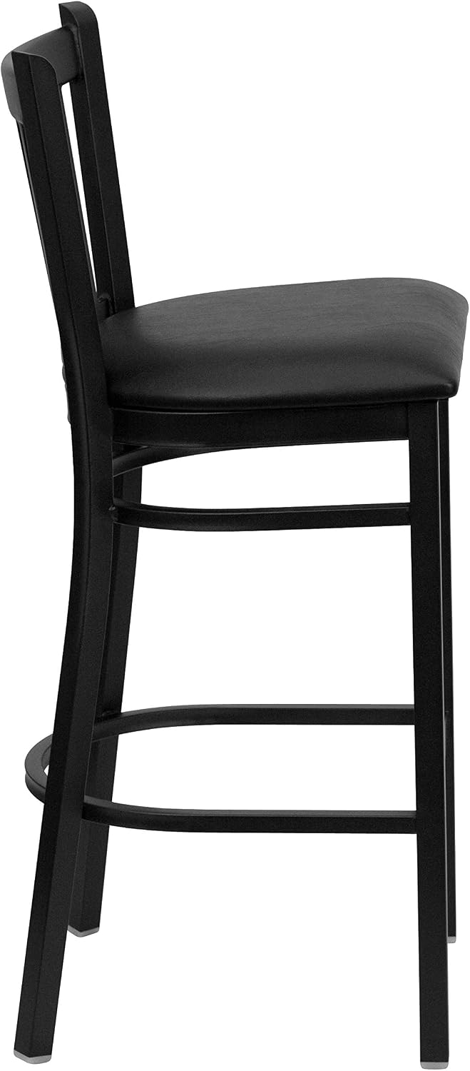 Hercules Vertical Back Restaurant Barstool, Black, 2-Pack