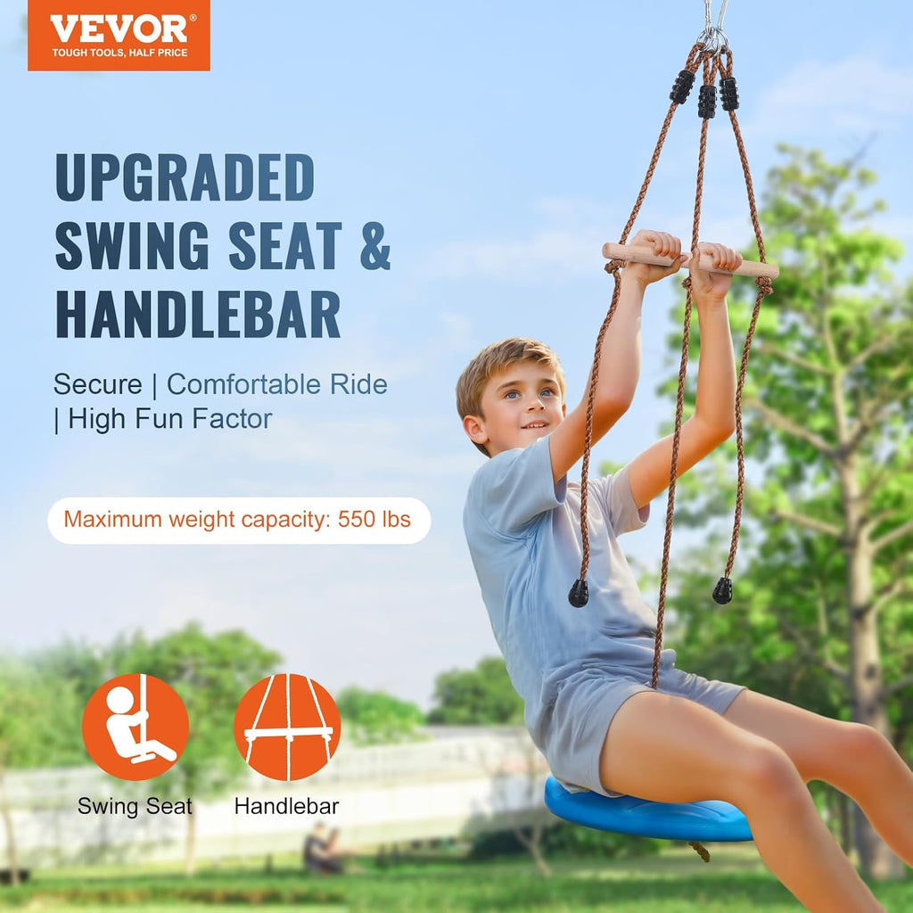 Zipline Kit for Kids and Adult, 52 ft Zip Line Kits Up to 330 lb, Backyard Outdoor Quick Setup Zipline, Playground
