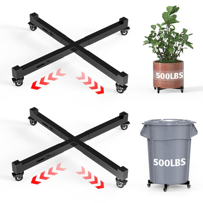 2Pack Plant Caddy with Wheels, Adjustable 14in to 21inch Heavy Duty Rolling Plant Dolly, Metal Plant Stand with 4