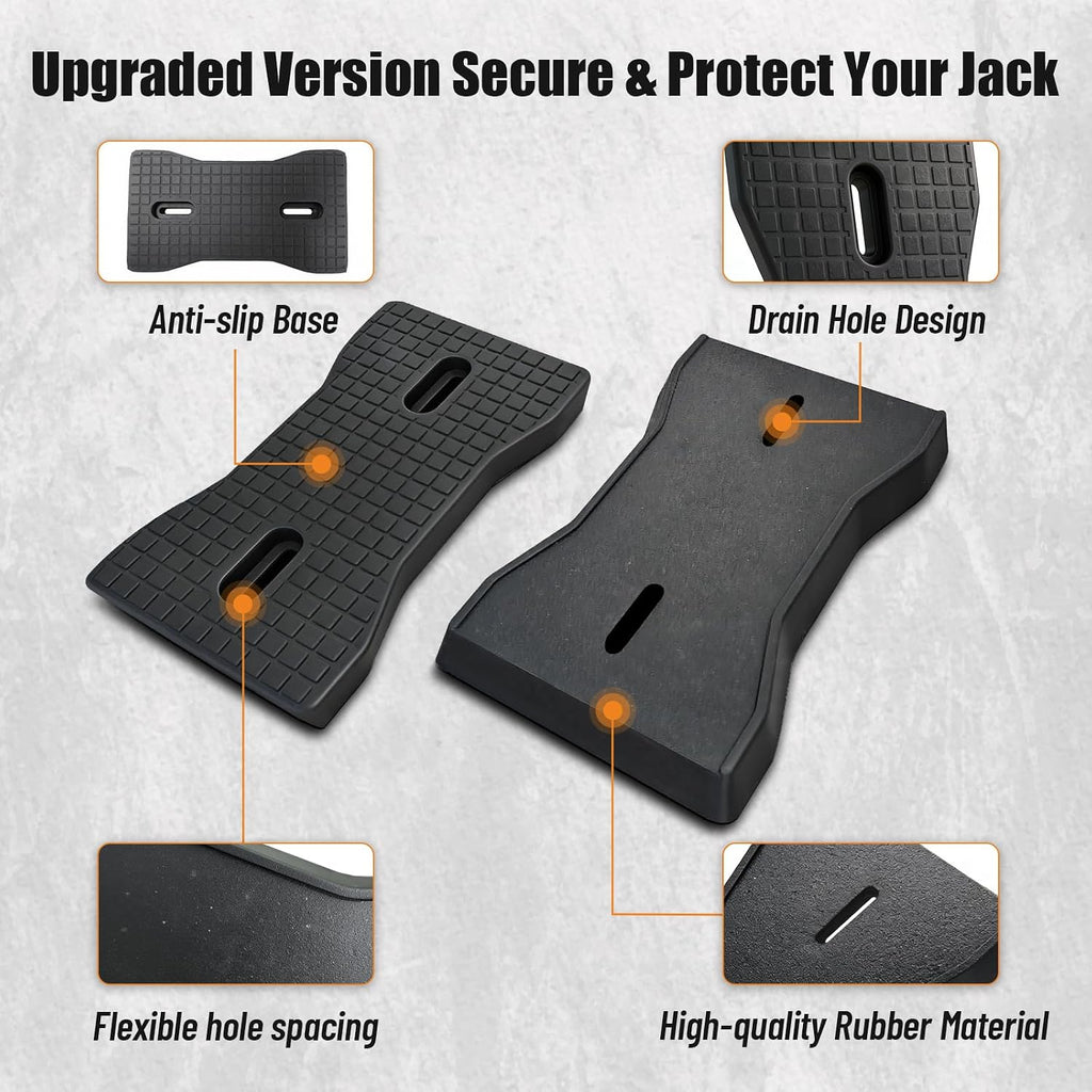 RV Stabilizer Jack Pads 4 Pack, Heavy Duty Solid Rubber Scissor Jack Leveling Blocks, RV Jack Foot Protection Pads