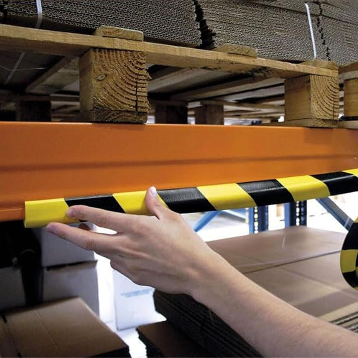 Wall Edge Corner Guards, 196.9in/5m Yellow Black Safety Bumpers, Self-Adhesive Foam Protector Padding, Warehouse