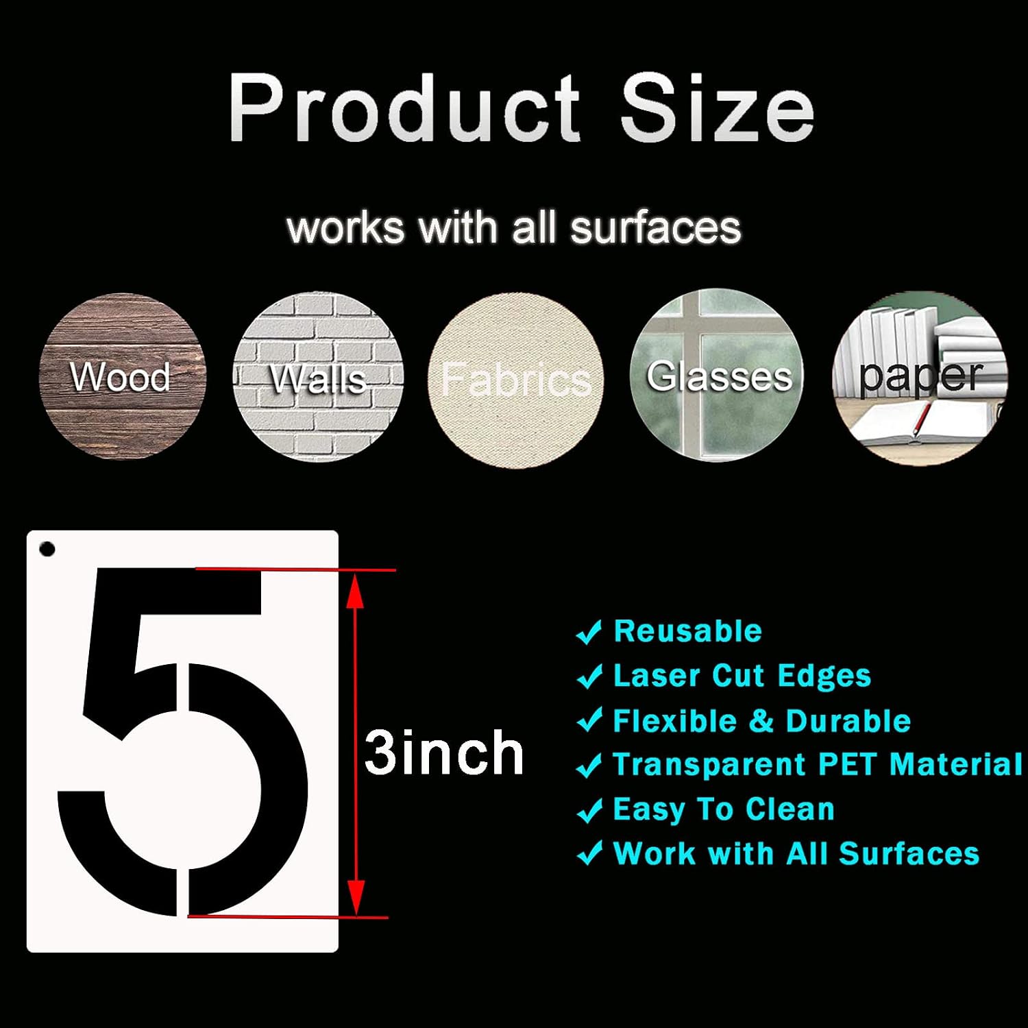 DXCYZ 3 Inch Large Number Stencils Kit 0-9 Address Number Stencil, 10PCS Reusable Plastic Painting Number Templates