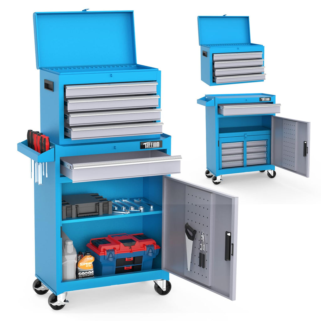 5-Drawer Rolling Tool Chest, Tool Storage Cabinet w/Drawers, Lockable Wheels, Detachable Top & Adjustable Shelf