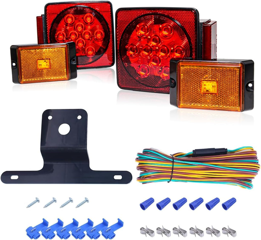 70205 Trailer Light Kit - 12V All LED, Left and Right Waterproof Submersible for Trailers, Boat Trailer Truck Marine