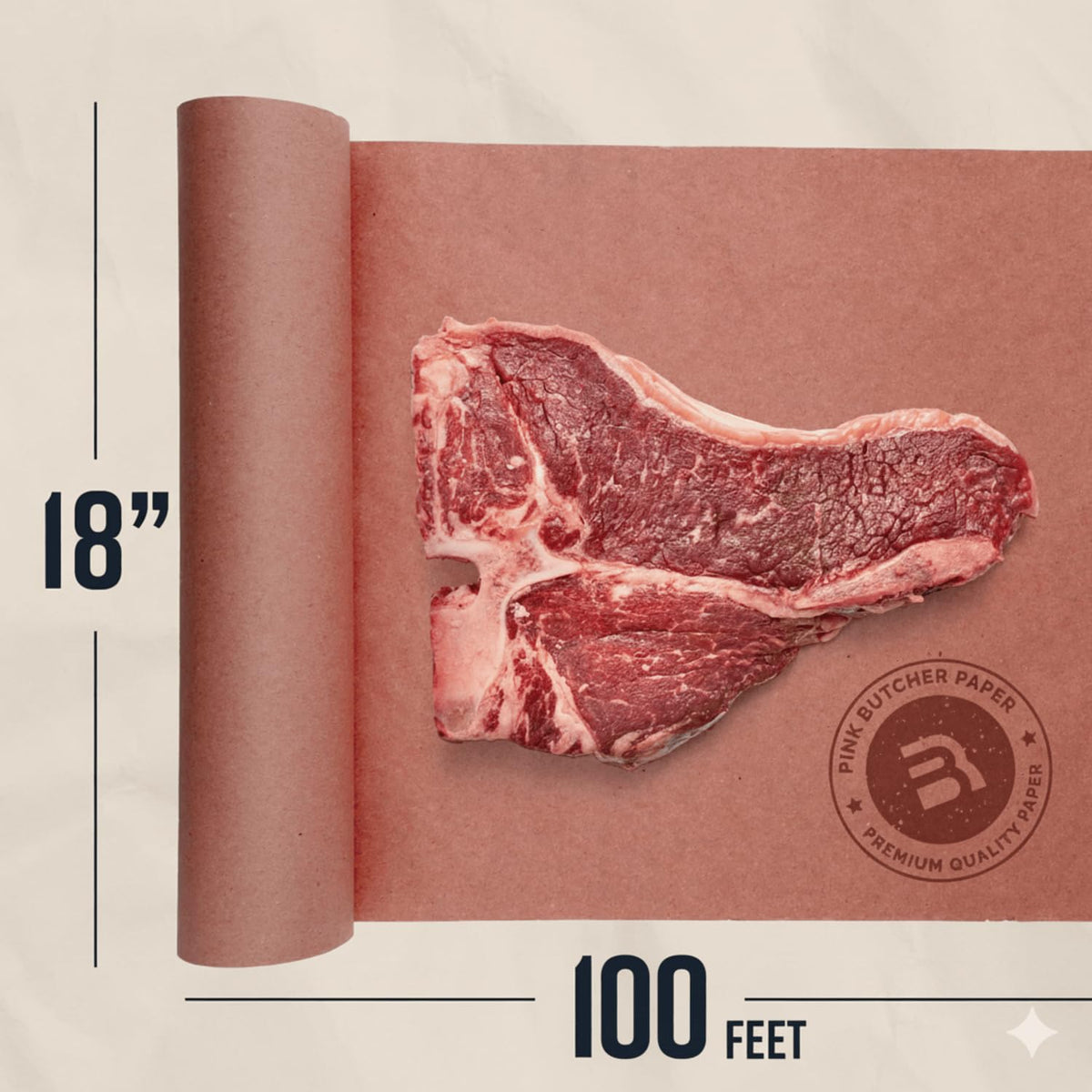 Pink Butcher Paper Roll for Smoker, 18" x 100', Made in USA