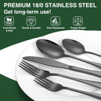 60-Piece Black Silverware Set with Organizer, AIVIKI Stainless Steel Flatware for 12, Cutlery Utensil Set for Home