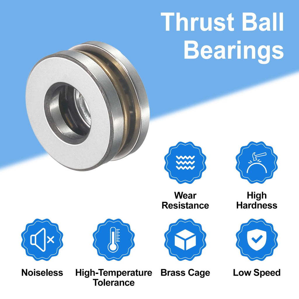 uxcell 10Pcs F5-11M Thrust Ball Bearings 5mm Bore 11mm OD 4.5mm Thick