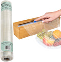 Compostable Plastic Wrap for Food, Bamboo Dispenser with Cutter, 400 Sq Ft