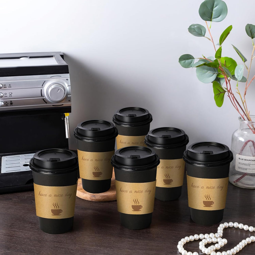 500 Pack 16 oz Coffee Cups, Disposable To Go Paper Cups with Lid