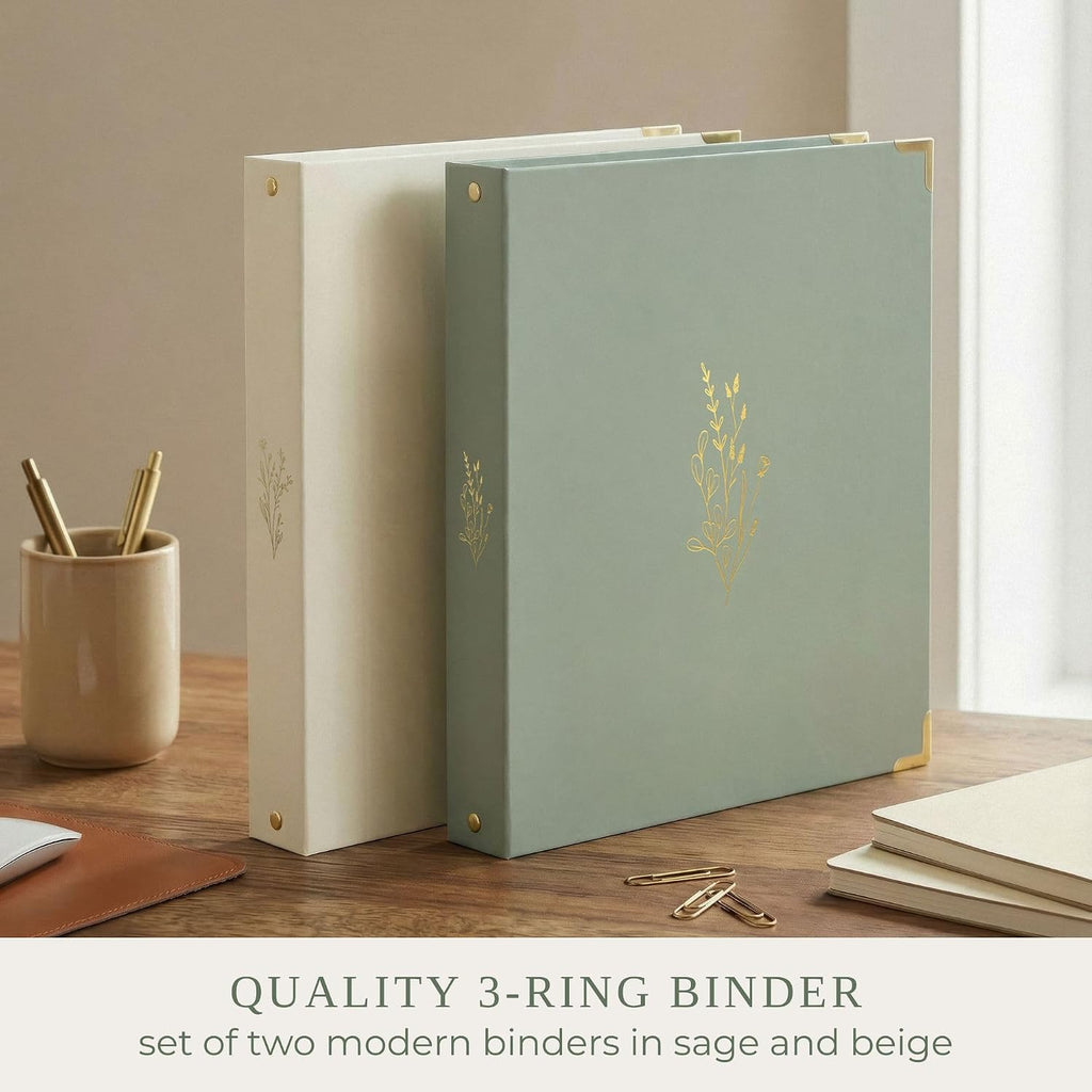Aesthetic 3 Ring Binder Set of 2 - Sturdy 1 Inch Binder Fits Letter Sized Paper - A Cute Holder for Women or Men with