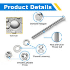 5/16-18 x 5" Hex Bolt Set with Nuts, Flat Washers, Spring Washers - 304 SS