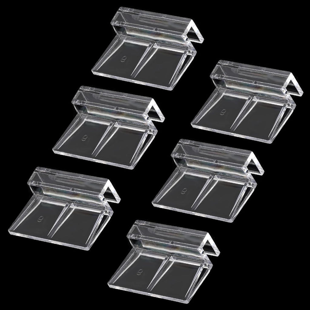 6 PCS Aquarium Lid Clips, 6mm Clear Acrylic Fish Tank Lid Holder Aquarium Cover Support Clamps for Rimless Aquarium