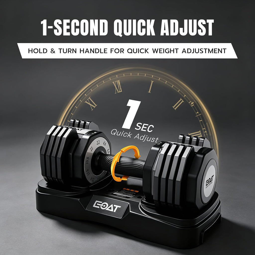 22/33 lbs Pair/Single Adjustable Dumbbells Set,Premium Quick Adjust, 10 in 1 Adjustable Dumbbell Set for Men and
