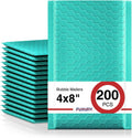 Bubble Mailers 4x8" Teal 200 Pack Padded Envelopes Usable Size 4x7"