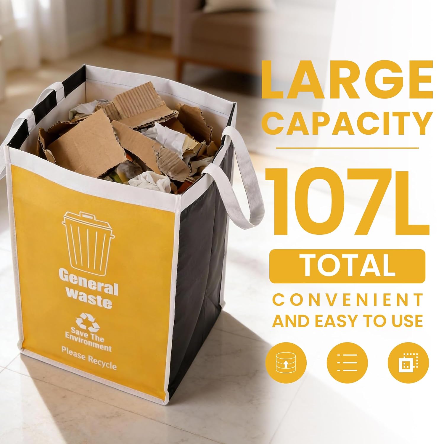 Recycle Waste Bag for Kitchen, Indoor Recycling Bins, Recycle Bins for Home, Kitchen Recycling Bin Trash Sorting
