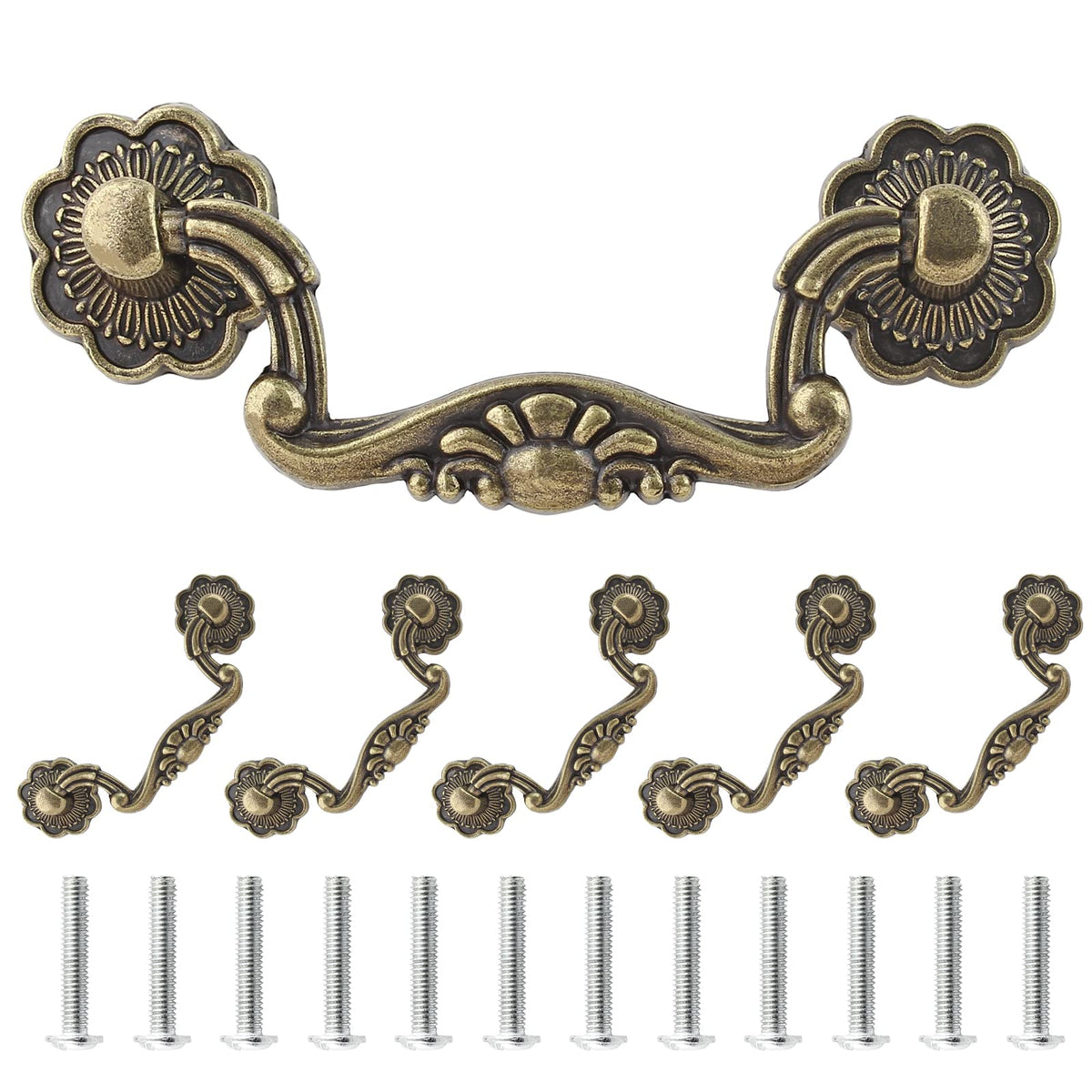 6 Pcs 3 Inch Bail Handle Drop Pulls Vintage Drop Bail Drawer Pulls