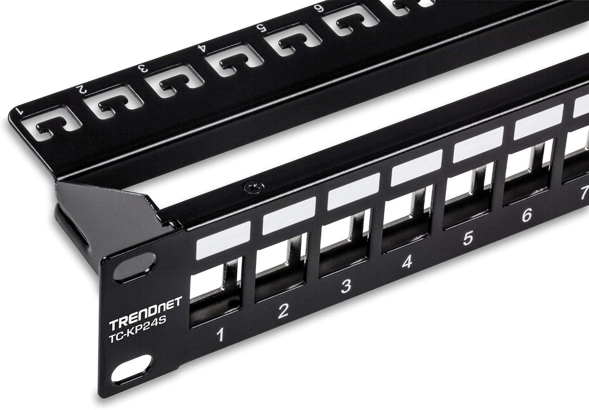 TRENDnet 24-Port Blank Keystone Shielded 1U Patch Panel,TC-KP24S