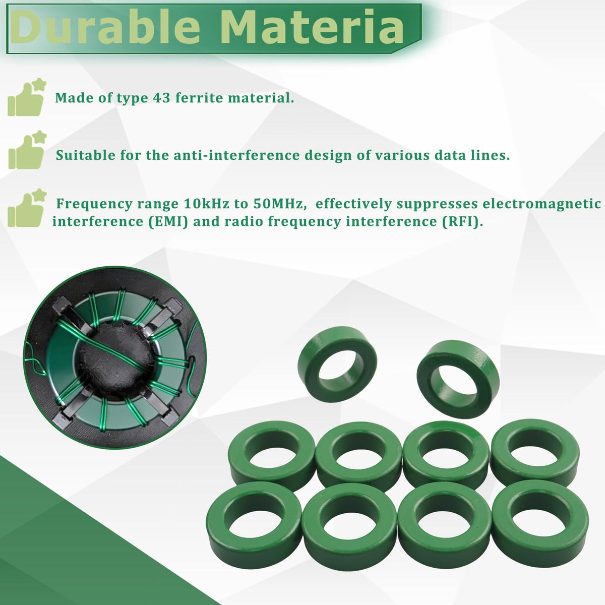 10 Pack Toroidal Ferrite Cores Suitable for FT-82-43 Ferrite Toroidal Core