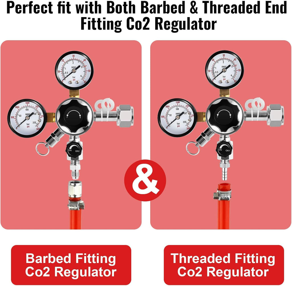 Homebrew Ball Lock Gas Line Assembly, 5 FT Co2 Gas Line Tubing for Kegerator with O.D 5/16”Ball Lock Gas Disconnect