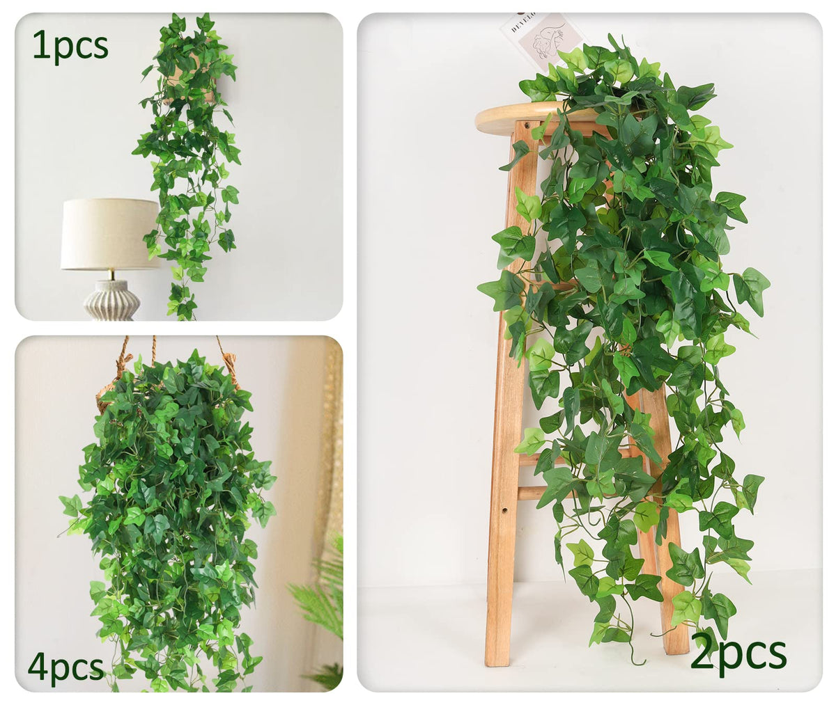 Fake Vines Artificial Hanging Ivy Vines Plants for Room Decor 4Pcs