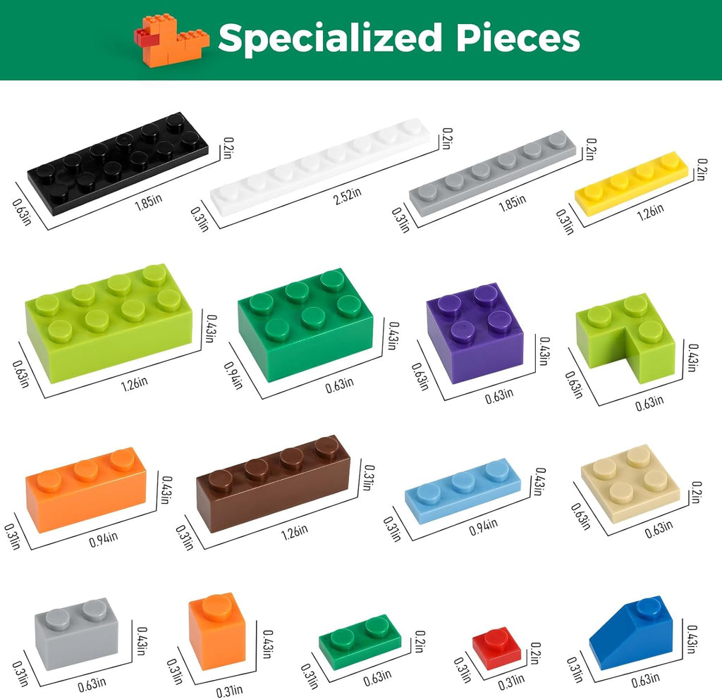 1500 Pieces Building Bricks, Classic Bulk Small Blocks, Classic Bricks Set Basic Building Blocks Compatible with All