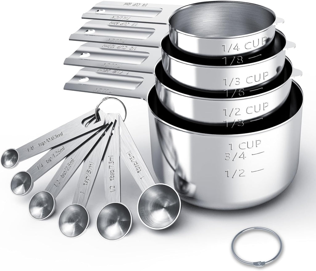 Stainless Steel Measuring Cups & Spoons Set, Cups and Spoons,Kitchen Gadgets for Cooking & Baking (10)