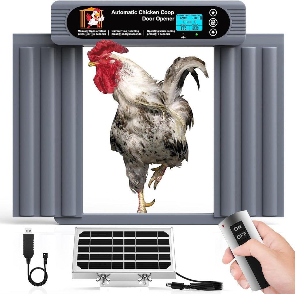 Automatic Chicken Coop Door, Extra Large Size, Anti-Pinch Design,Programmable Timer & Light Sensor Modes, Large LCD