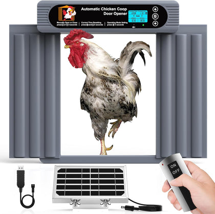 Automatic Chicken Coop Door, Extra Large Size, Anti-Pinch Design,Programmable Timer & Light Sensor Modes, Large LCD