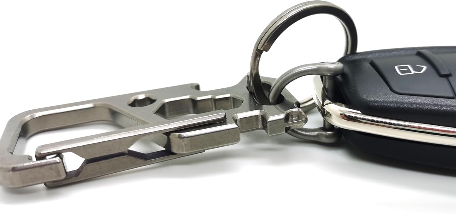 Titanium Carabiner Clip for Keys,Multifunctional EDC Keychain with Keyring,Backpack Accessory