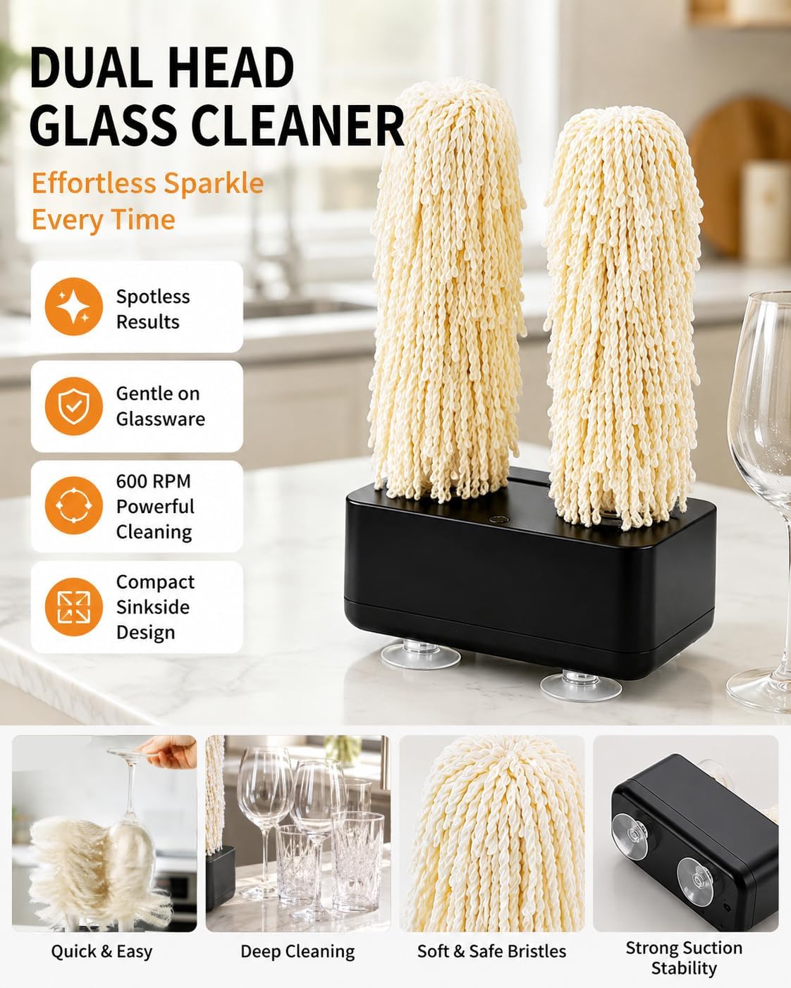 Wine Glass Polisher Glassware Drying Machine Commercial-Grade 600RPM Torque