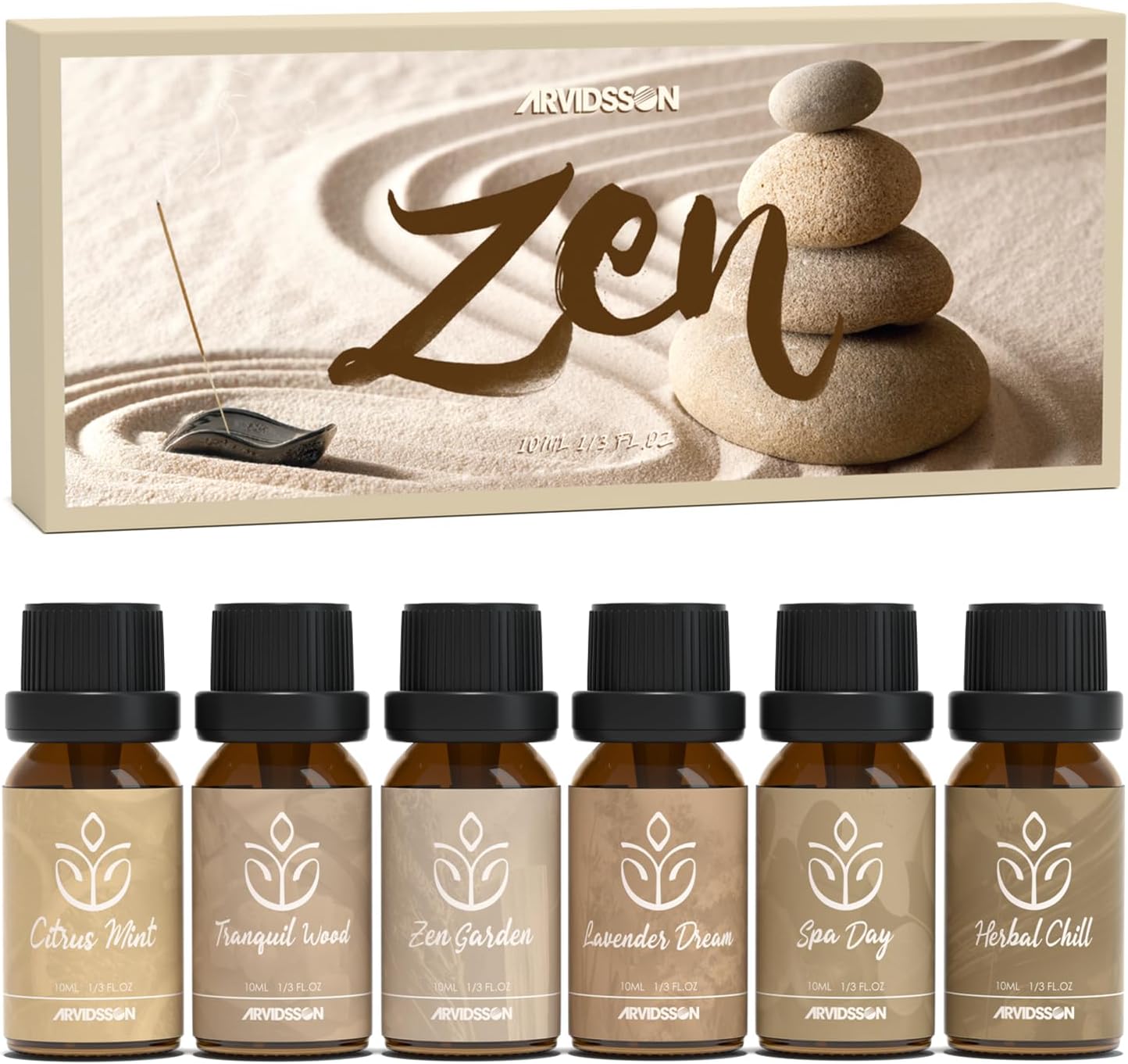 Zen Essential Oils Set, Nautal Tranquil Essential Oil for Diffusers for Home - Zen Garden, Lavender Dream, Serene