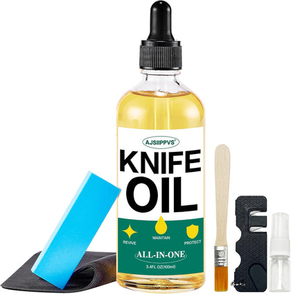 Knife Blade Oil Rust Eraser Kit,6 PCS Include Knife Sharpener,Refillable Spray Bottle for Preventing Rust,Maintenance