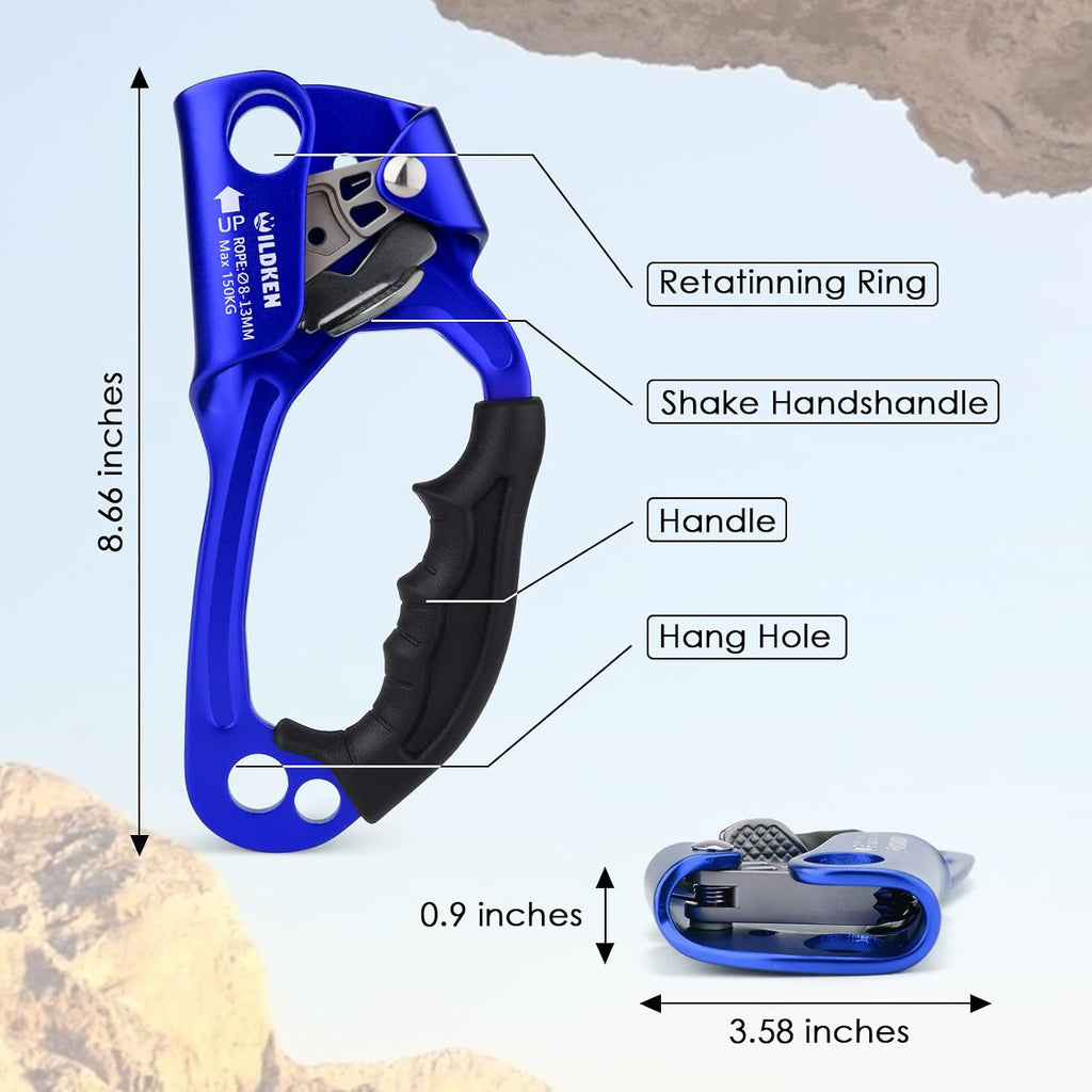 Climbing Hand Ascender Outdoor Mountaineering Tree Arborist Climbing Rappelling Equip Hand Ascender for 8-14MM Rope