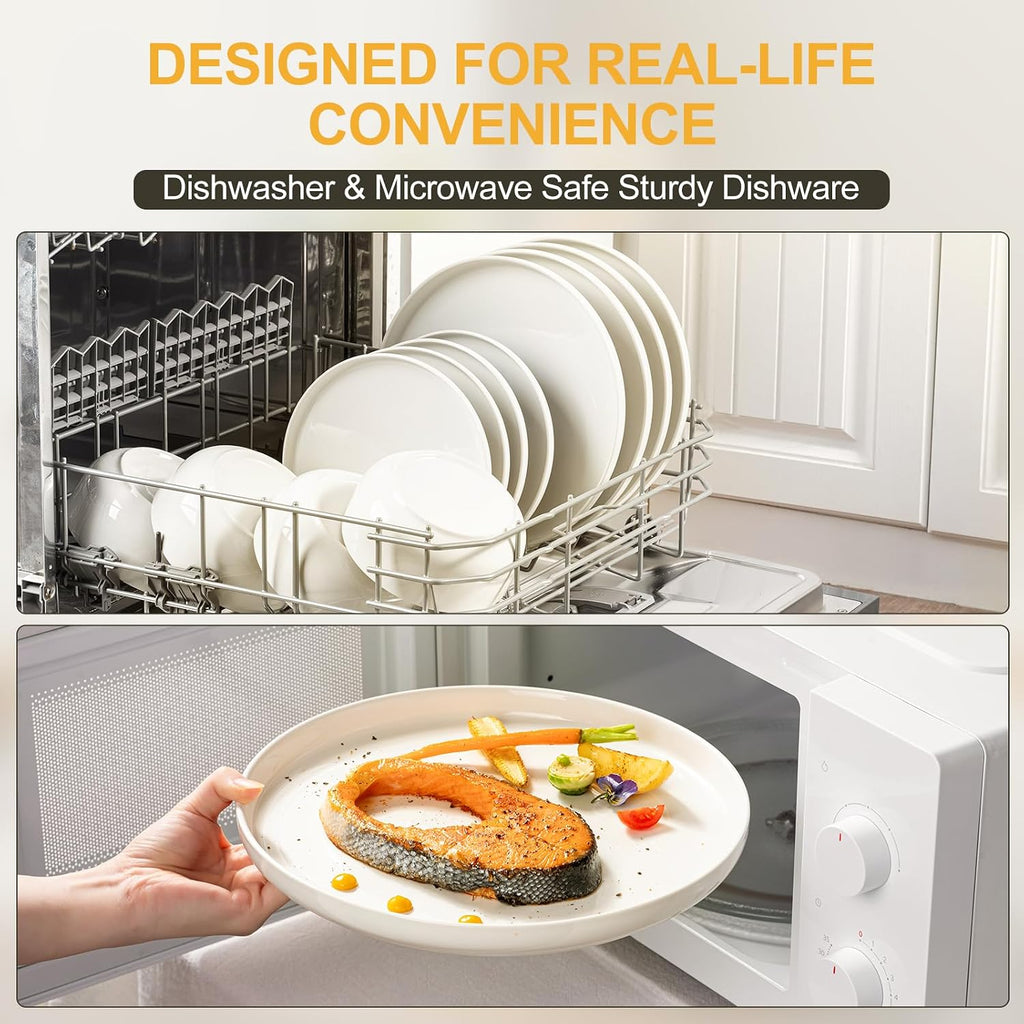 Plates and Bowls Sets, 12 Pieces Ceramic Dinnerware Set for 4, Stoneware Dishware Dishes Set, Scratch Resistant