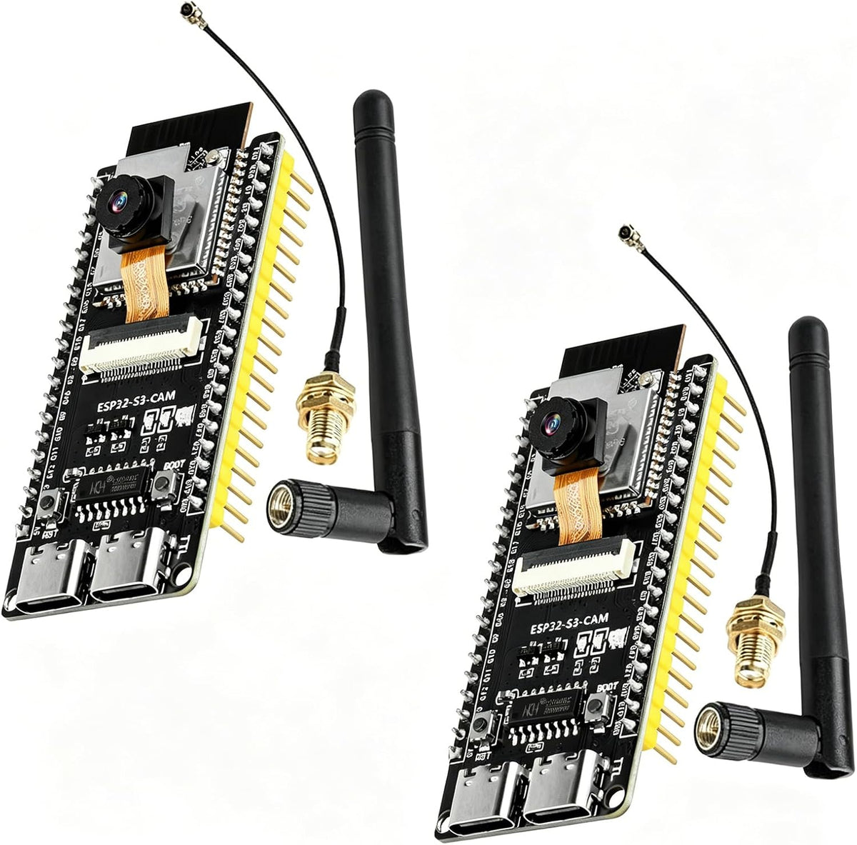 ESP32-S3-CAM Development Board with OV3660 Camera +Antenna, 16MB Flash 8MB PSRAM ESP32-S3 N16R8 Module with Dual USB-C WiFi BT MCU Microcontroller for IoT, MicroPython,DIY Projects and AI Project