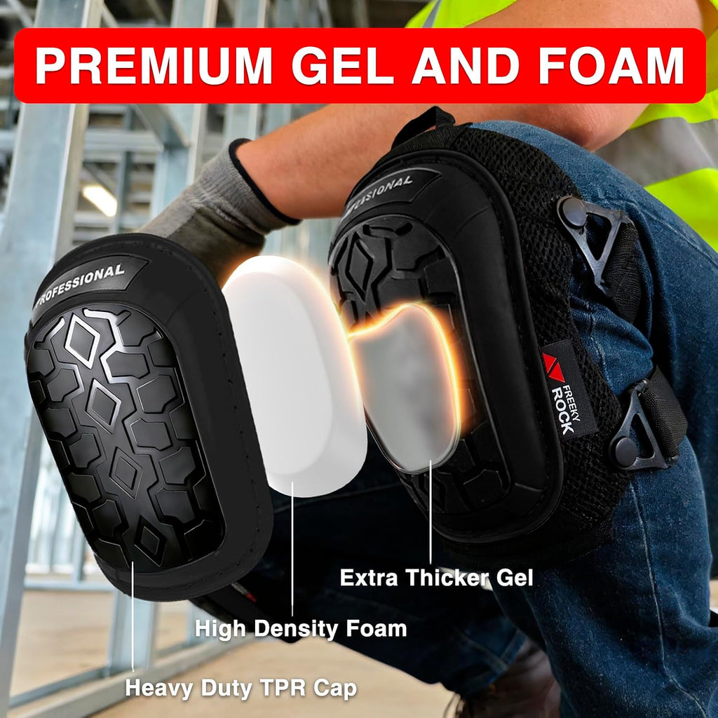 Knee Pads for Men Construction Knee Pads for Work with Heavy Duty Anti-Slip Cap Work Knee Pads Reinforced Adjustable