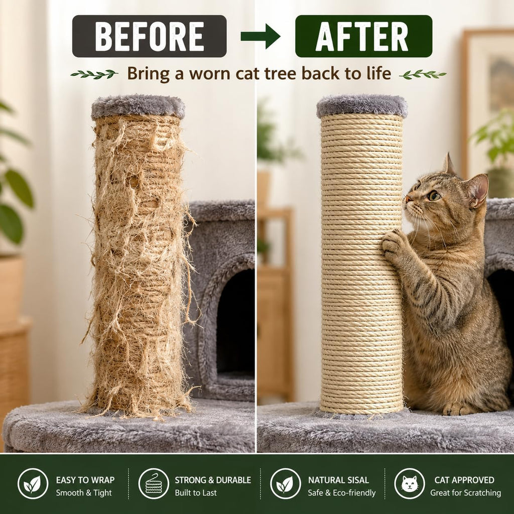 Sisal Rope for Cat Scratching Post 6mm (1/4 Inch) x 100FT Twine