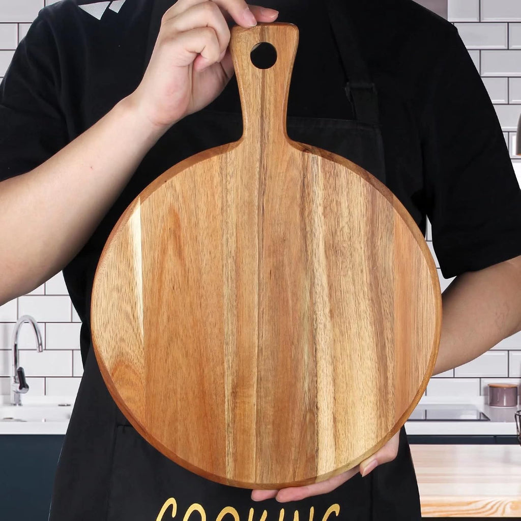 Acacia Wood Cutting Boards for Kitchen Round Chopping Charcuterie Boards