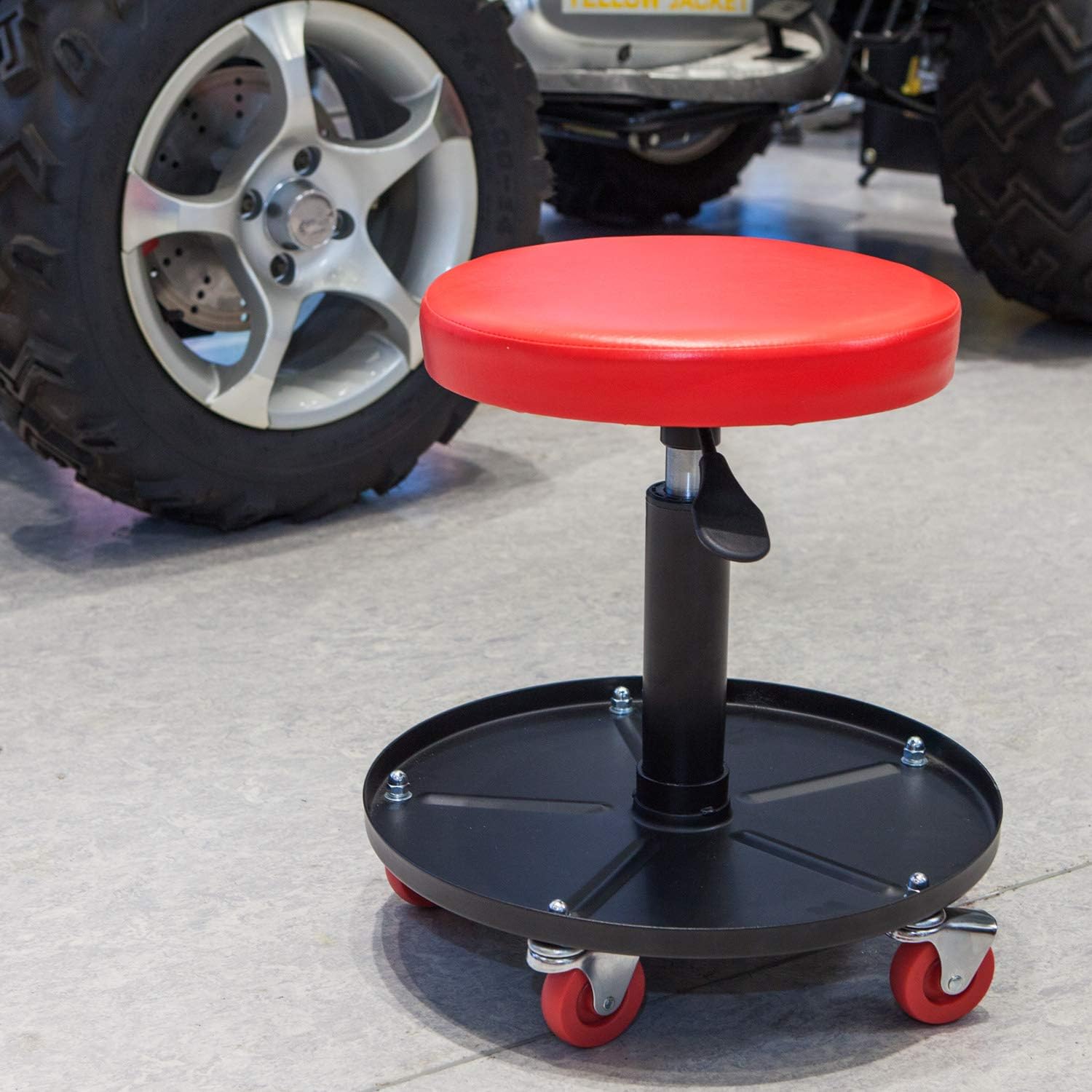 ATRHL6201R Torin Heavy Duty Rolling Pneumatic Creeper Garage/Shop Seat: Padded Adjustable Mechanic Stool with Tool