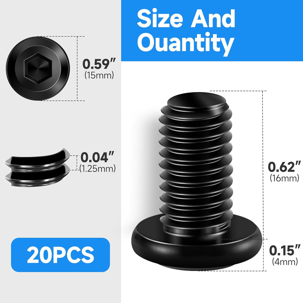 20Pcs M8 Screws M8 x 16mm Flat Head Socket Cap Screw Bolts, M8 Bolt Furniture Screw, Stainless Steel Bolts 304, Black Oxide M8x1.25 Bolt by Marysino